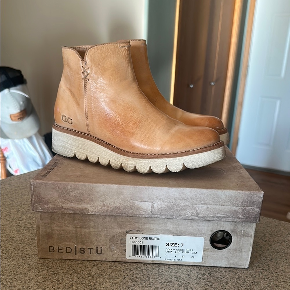 Bed|Stu Tan Leather Ankle Boots